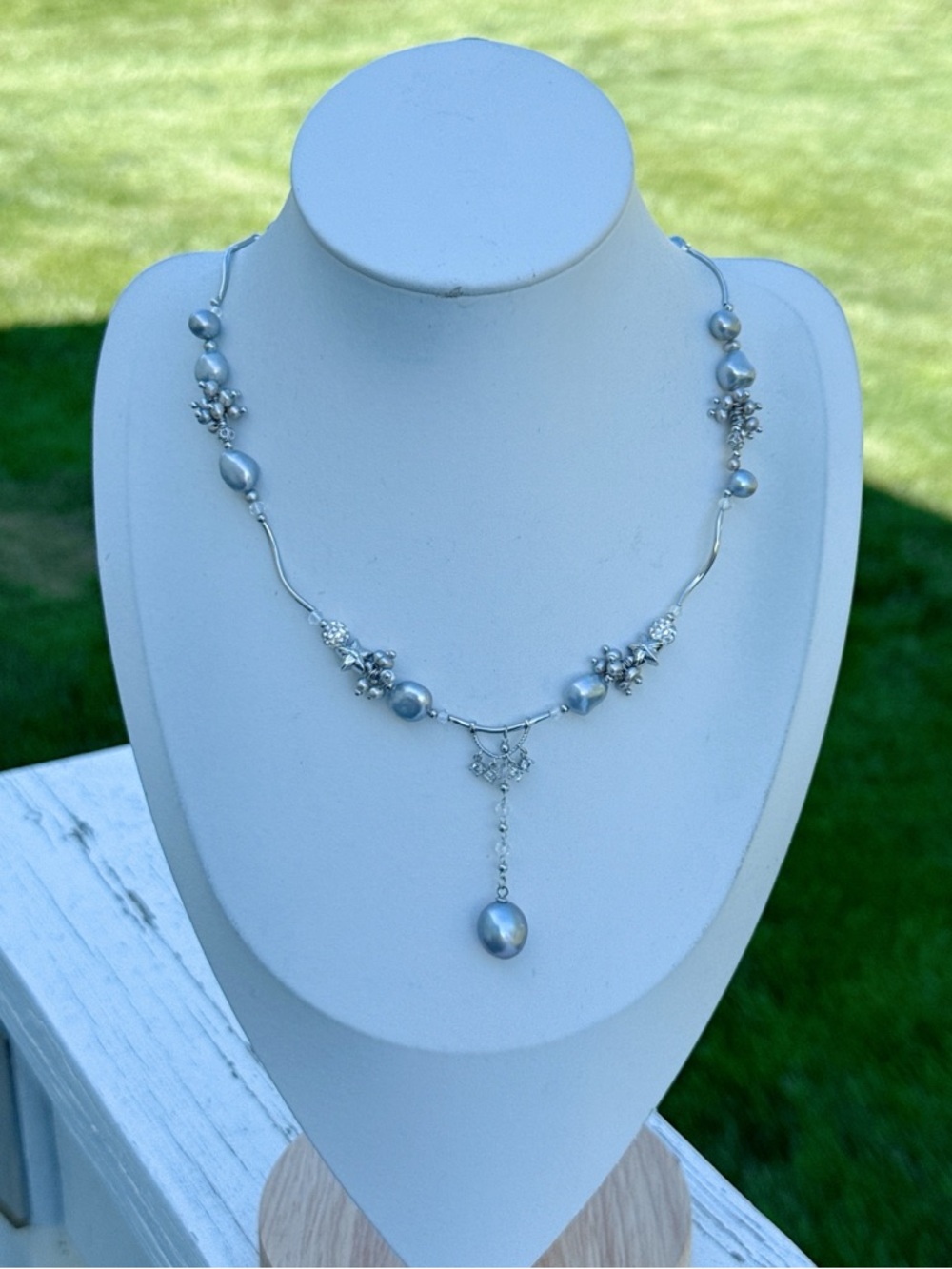 26X347 Handmade Freshwater Baroque Pearl Dainty Necklace 16+2” Sliver plated